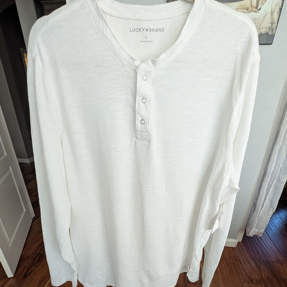Lucky Brand Other - Lucky Brand 100% Cotton Weekend Long Sleeve White Henley Size Large Nwt❤️